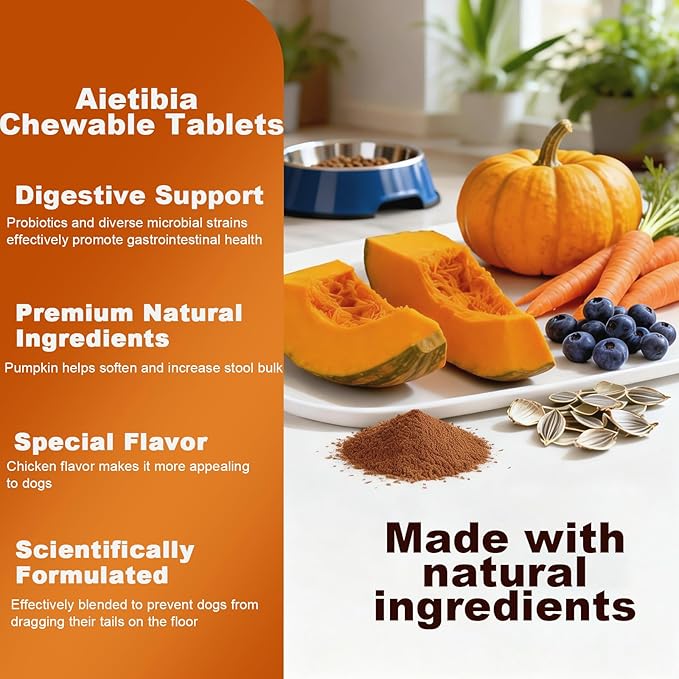 120 Chew Anal Gland Soft Chews for Dogs-Help Reduce Scooting with Pumpkin&Digestive Enzymes Probiotics Fiber Supplement-Chicken Flavor
