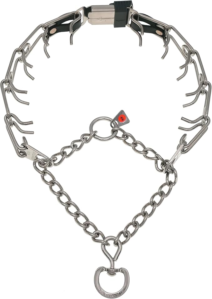 Herm Sprenger Dog Training Prong Collar with Quick Release ClicLock Buckle and Biothane Insert Stainless Steel No-Pull Collar Made in Germany (23in x 3.2mm Prongs (Neck Size up to19-20in))