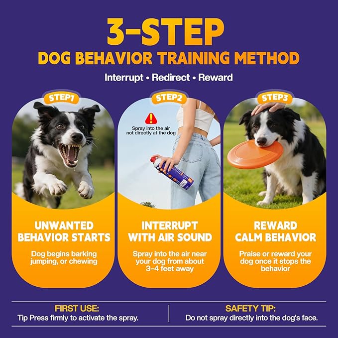 Dog Training Spray with Citronella: 90ml Humane Dog Corrector Spray for Barking, Jumping & Chewing, Dog Behavior Correction Spray for Medium & Large Dogs