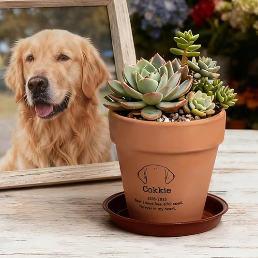 callie Personalized Dog Memorial Gifts Plant Pot, Custom Sympathy Gifts for Dog Loss, Pet Passing Away Clay Planter Pot