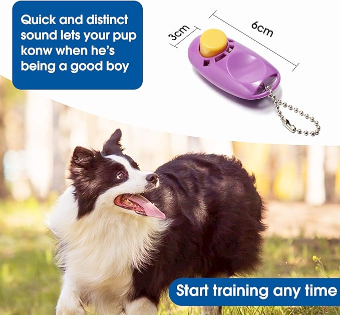 BAAPET 15/20/30/50/100 ft Long Dog Training Leash with Clickers for Small, Medium and Large Dogs or Cats (15 Feet, Purple)