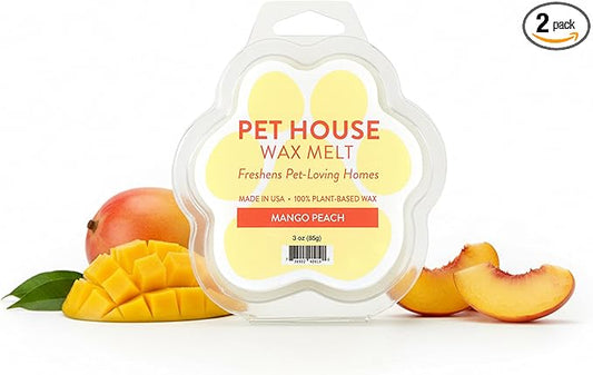 Pet House Wax Melts Mango Peach Spring Scented Wax Melts for Warmer- Long-Lasting Plant Based Air Freshener for Pet Odor Pack of 2