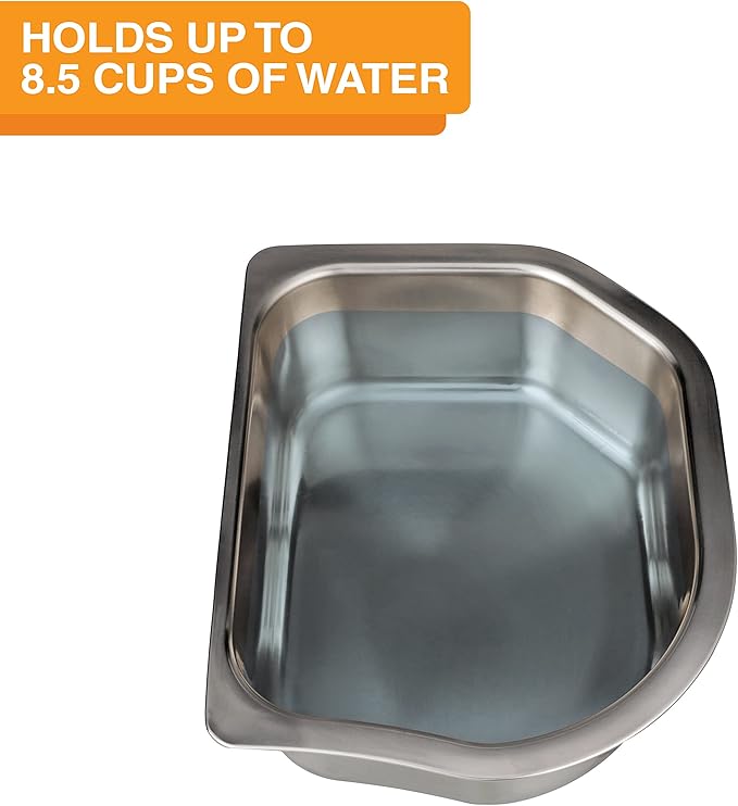 Neater Pets Stainless Steel Water Bowl for Cats or Dogs - Fits Inside of Neater Slow Feeder Double Diner, 8.5 Cups