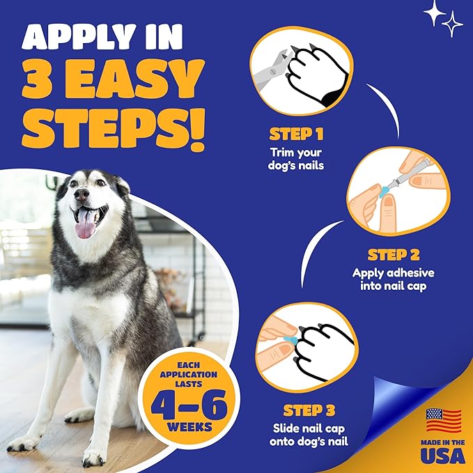 Canine Soft Claws Dog and Cat Nail Caps Take Home Kit, Small, Sparkle Silver