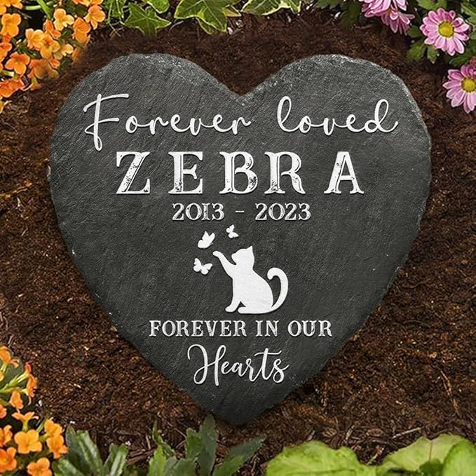 Heart Shaped Pet Memorial Stone - Dog Bereavement Gifts - in Memory of Dog, Cat - Personalized Pet Memorial Stones for Dogs - Dog Memorial Gifts for Loss of Dog - Dog Paw