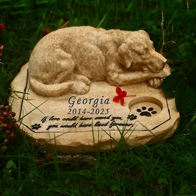 Personalized Dog Memorial Stone,Custom Engraved Pet Headstone for Dogs,Dog Memorial Gifts Loss Gifts Outdoors,Dog Memorial Garden Statues,Dog Figurine