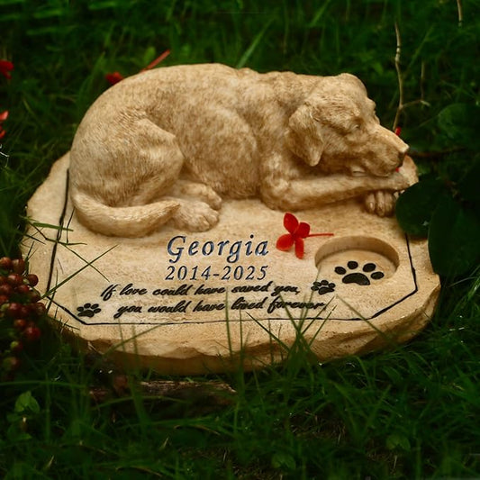 Personalized Dog Memorial Stone,Custom Engraved Pet Headstone for Dogs,Dog Memorial Gifts Loss Gifts Outdoors,Dog Memorial Garden Statues,Dog Figurine