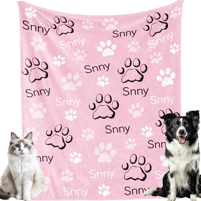 Bemaystar Custom Dog Blanket - Ships Next Day Dog Blankets for Small Dogs Personalized Blanket with Name Personalized Gift for Dogs Cat Kids Friends Couples