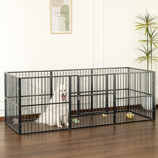 Dog Playpen - 32" Height Dog Pen, Heavy Duty Puppy Pen with Door, Safe & Sturdy, Easy Assemble for Indoor/Outdoor Pet Playpen (8 Panels with Door)