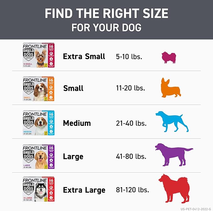 FRONTLINE Shield Flea & Tick Treatment for X-Small Dogs 5-10 lbs., Count of 6