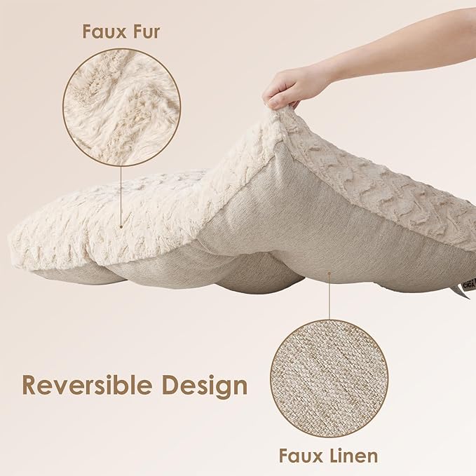 EHEYCIGA Washable XL Dog Bed for Crate 41x27 Inch, Reversible Kennel Pad for Extra Large Dogs Weight Up to 75 lbs, Plush and Comfy Pet Sleeping Mat, Beige