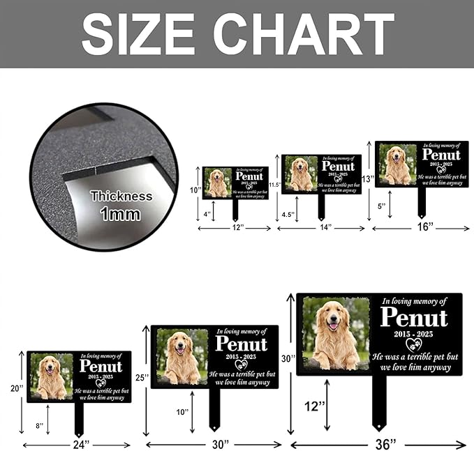 Personalized Metal Pet Grave Markers Dog, Memorial Dog Plaque, Waterproof Dog Grave Markers Outdoor for Memorial Yard, Customized Grave Markers for Dogs with Photo