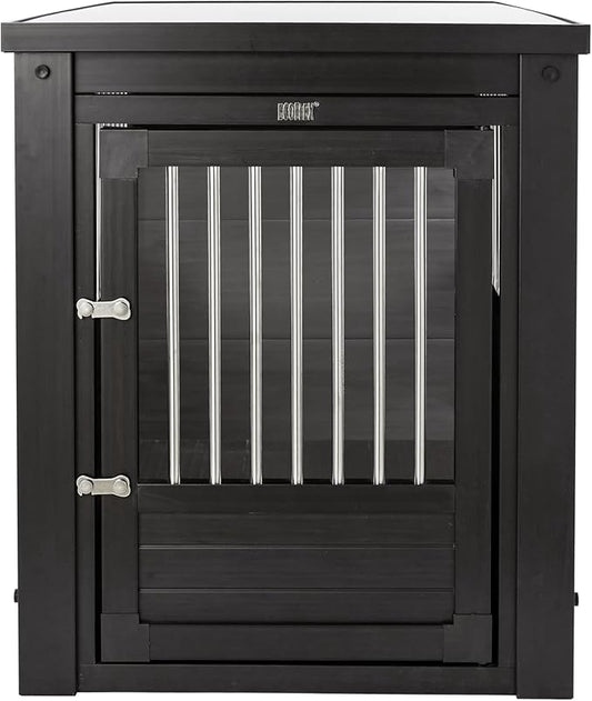 New Age Pet ECOFLEX InnPlace Dog Crate & End Table, Indoor Furniture Style Pet Kennel for Small, Medium, Large & XL Dogs, Durable Composite, Espresso Black, Large