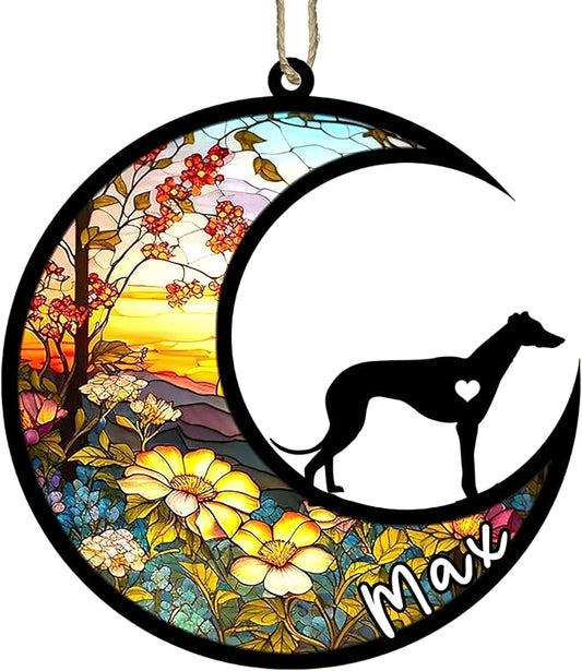 Personalized Dog Memorial, Custom Name Greyhound Dog Christmas Ornament with Name, Custom Breeds, Pet Loss Light Catcher, Gifts for Lovers Loss of Pet Sympathy on Mothers Day Christmas