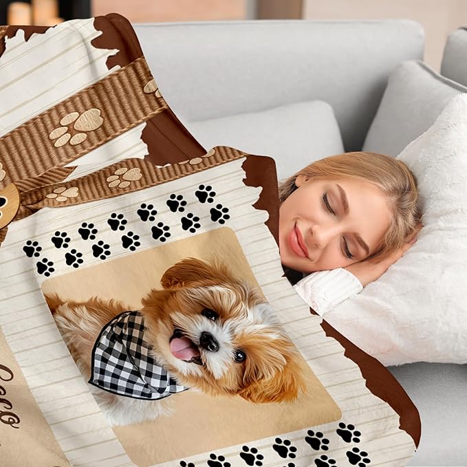 Pet Memorial Blanket Gift - Personalized Dog Memorial Blankets, Pet Sympathy Gifts for Loss of Dogs for Pets Lovers, Dog Bereavement Passing Away Gift, Custom Dogs Blanket (E)