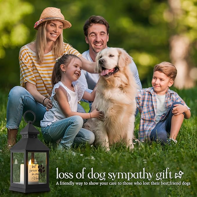 Pet Memorial Gifts for Loss of Dogs Cats Paw Print Left Memorial Lantern Sympathy Gifts Bereavement Gifts Dog Remembrance Gift in Memory of Dog Cat