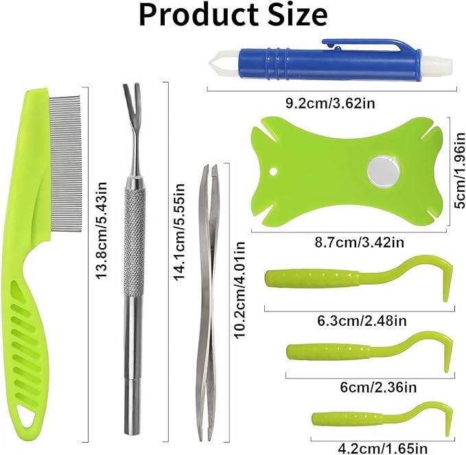 Tick Removal Tool 8 in 1 with Storage Box, Flea Comb, Magnifying Glass, Tick Tweezers, Dog Tick Remover Tool Tick Removal Kit Tick Removal Tool for Dogs Cats Pet Tick Comb