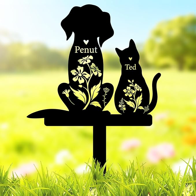 Custom Metal Dog Grave Marker Stake, Personalized Pet Headstones for Dogs, Outdoor Garden Pet Cemetery Metal Sign, Pet Memorial Gifts for Gogs, Dog Name Sign for Yard Cemetery
