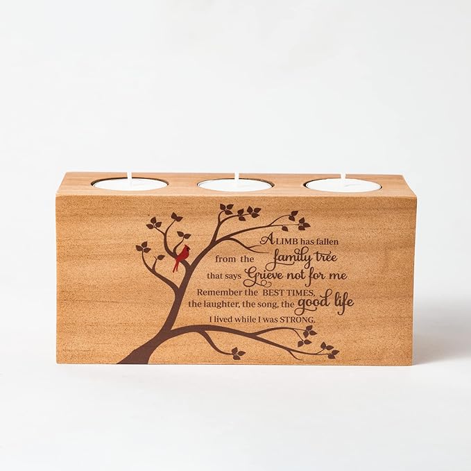 Sympathy Gifts for Loss of Loved One – Memorial Bereavement Gifts Candle Holders – Handcrafted Wooden Keepsake with Poem I Condolence Gift, Bereavement Gifts for Loss of Mother, Father (A Limb)