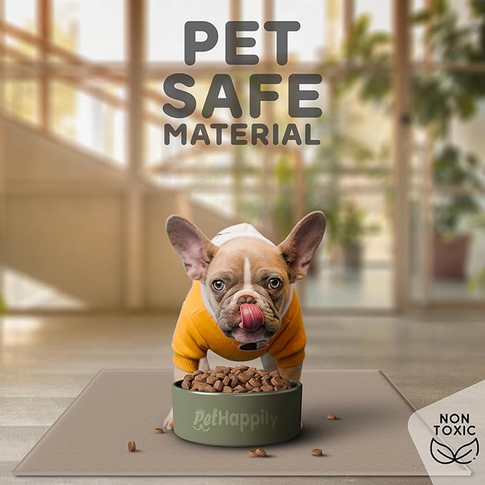 Dog Food Mat - 24x15 Raised Edges Dogs Mat for Food and Water Prevent Spill, Waterproof Cat Food Mats Protect Floors, Easy Clean Dog Bowl Mats for Food and Water, Silicone Pet Feeding Placemats