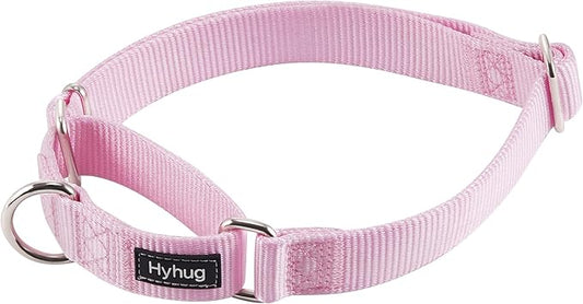 Hyhug Martingale Dog Collar Medium Pink |Escape - Proof Heavy Duty Nylon Durable No Slip, Ideal for Training & Daily Walks