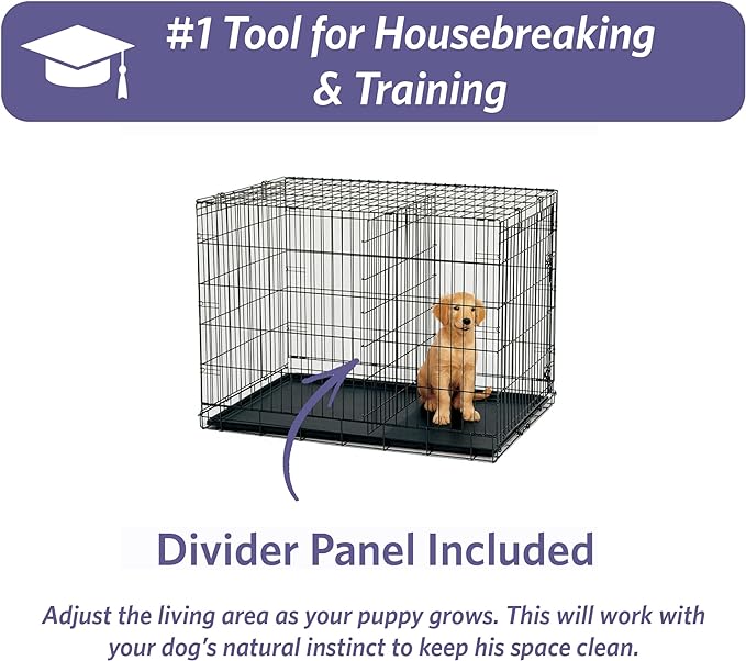 MidWest Homes for Pets 18-Inch iCrate for Tiny Breeds, Up to 10 lbs, Single Door Folding Dog Crate with Divider Panel, Leak-Proof Tray & Secure Latch, Portable, Durable & Easy to Assemble