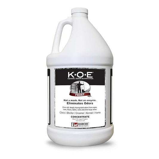Odorcide K.O.E Kennel Odor Eliminator Concentrate – For Cages, Runs & More – For Home & Kennel w/Safe, Non-Enzymatic Formula - Frost Scent -128 oz