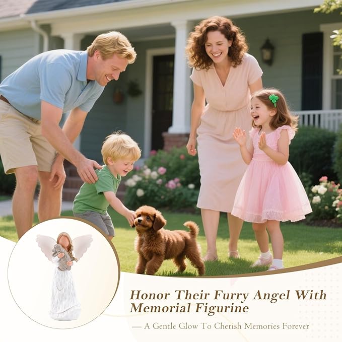 BEARAE Pet Memorial Gifts for Loss of Dogs, Dog Death Loss Sympathy Gift, Dogs Passing Away Gifts Dog Angel Statue Bereavement Remembrance Gift for Pet Owners (Girl)