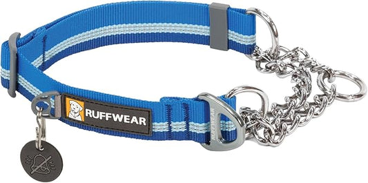 Ruffwear, Chain Reaction Dog Collar, Adjustable Reflective Martingale Escape-Proof Collar with Stainless Steel Chain, Professional Training Control, Blue Pool, 14"-20"