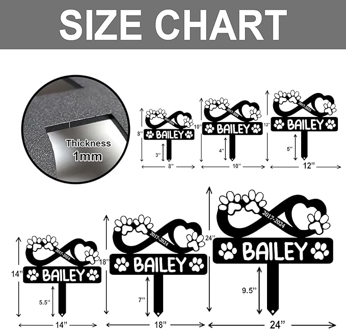 Personalized Pet Memorial Grave Marker, Custom Pet's Name Cemetery Decorations for Funerary, Metal Pet Garden Stake, Outdoor Sympathy Pet Stake Plaque Gift for Loss Dog