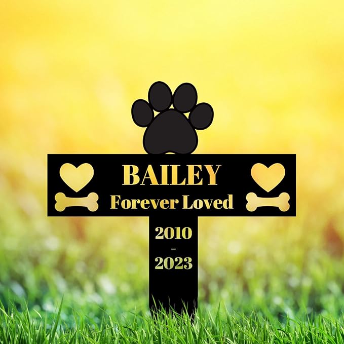 Personalized Pet Dog Memorial Memorial Grave Marker Stake Plaque, Custom Paws Hearts Bones Dog Memorial Stake Grave Marker, Customized Dog Loss Gift Cemetery Decor Tombstone Grave Marker