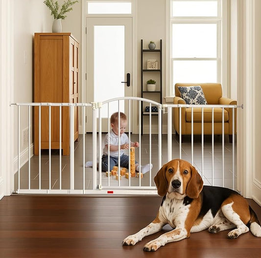 Baby Gate for Stairs, 28"-51.5" Adjustable Width, 27" Height, Dog Gate for Doorways with Pressure & Wall Mount Kits, Baby Safety Gate for Stairs, Doorways, and Indoor Use (white28-51.5",27")