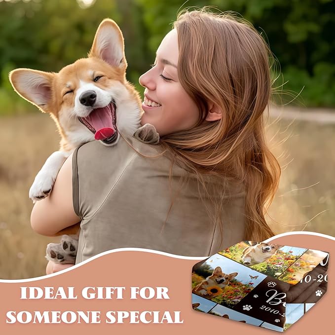 Pet Memorial Blanket Gift - Personalized Dog Memorial Blankets, Pet Sympathy Gifts for Loss of Dogs for Pets Lovers, Dog Bereavement Passing Away Gift, Custom Dogs Blanket (D)