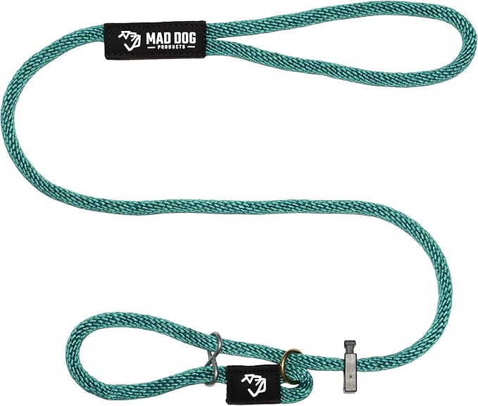 Mad Dog Products Easy Leader Dog Leash 3/8" x 15' Teal Signature Rope - Made in USA