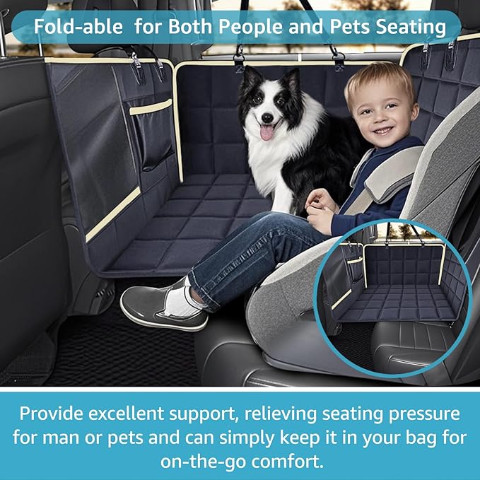 Lassie Truck Back Seat Extender for Dogs with Mesh Window - Waterproof Hard Bottom Dog Hammock for Car Travel Bed Mattress Compatible with Ford F150, Ram 1500,Chevy Silverado, GMC Sierra,Tundra etc