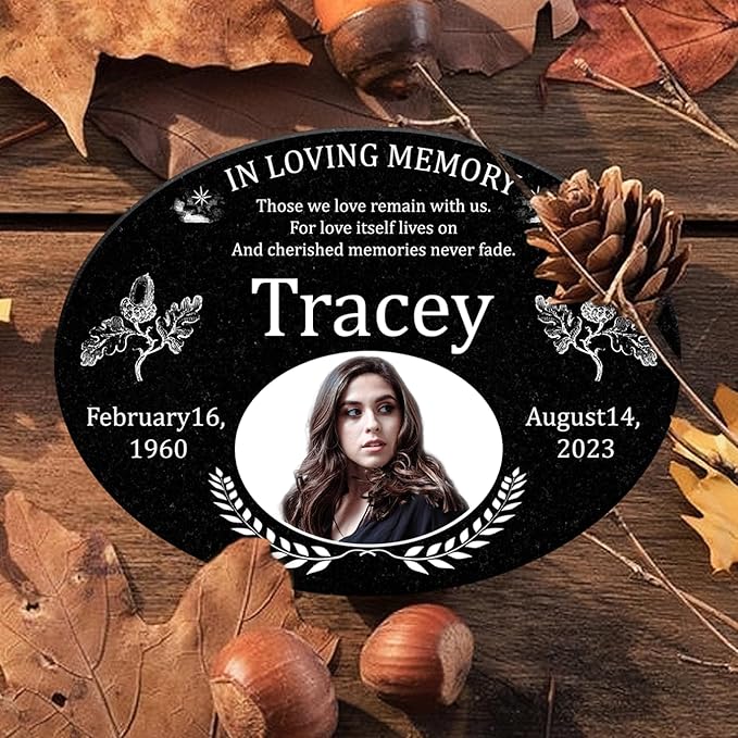 ADFSTONE Grave Markers for Cemetery for Humans- Flat Headstones for Graves, Granite Memorial Plaques Personalized, Head Stones Monuments for People, Picture Memory Plaques for Loved Ones Lost
