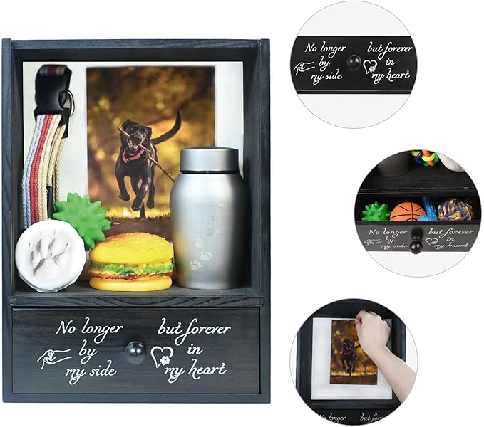 Pet Memorial Shadow Box Keepsake 9.3x13 Dog Memorial Gifts for Loss of Dog Death Sympathy and Remembrance Gift Large Pet Memorial Picture Frame Display Case with Deep Drawer