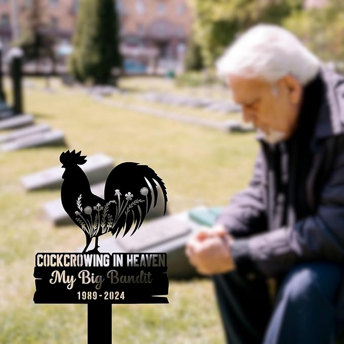 Personalized Chicken Memorial Stake, Rooster Loss Gifts, Pet Grave Marker, Sympathy and Remembrance Metal Stake, Durable Weatherproof Marker, Chicken Loss Memorial Gift