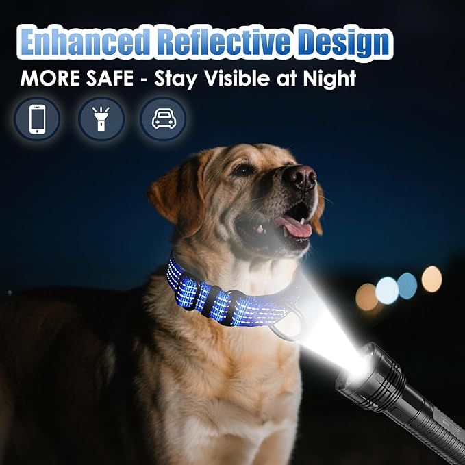 Martingale Collar for Dogs, Adjustable Soft Nylon Dog Collars with Special Design Cute Patterns (Blue, M (1" x 15.5"-19.5"))