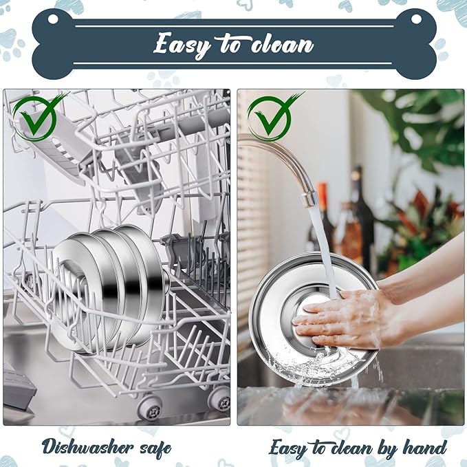 Zopeal 6 Pcs Stainless Steel Puppy Bowls 10.2" Puppy Feeder Dog Water Food Feeding Bowl for Multiple Weaning Small Dogs Cats, Pet Eating at The Same Time, Cylinder Style