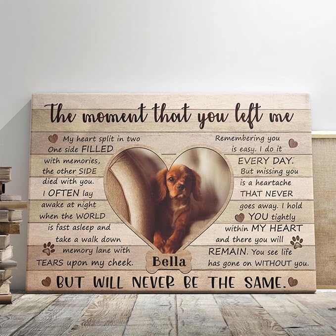 Dem Canvas Personalized Photo Canvas Prints, Pet Memorial Gifts - The Moment That You Left Me, Cat & Dog Loss Gifts (24x16)
