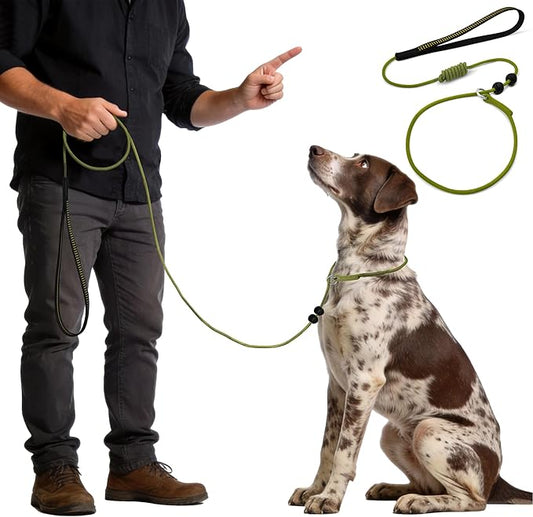 BeauGo|Dog Leash Slip Lead|Dog Training Lead,Trainer Rope Specifically Designed for DogTraining and NGKC Competition,2-in-Dog Lead & Collar,Trainer Rope for Small Medium Large Dogs(Dark Green)
