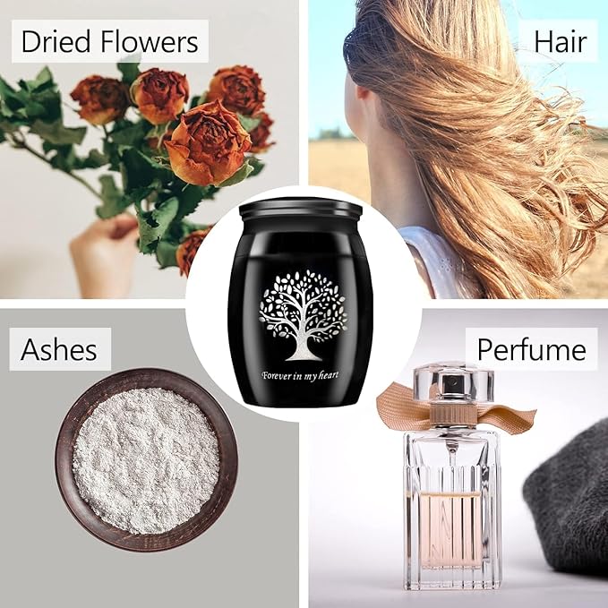 Small Keepsake Urns for Pet Ashes, 1.58 Inch Mini Cremation Urns for Ashes with Tree of Life Pattern,Stainless Steel Decorative Memorial Mini Funeral Urn for Ash (Tree of Life-2 Pack)