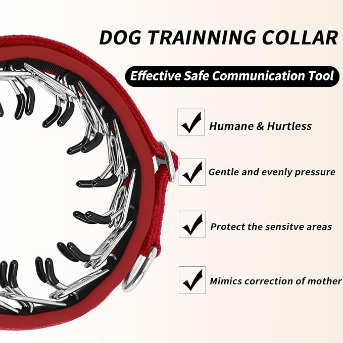 Martingale No Pull Dog Collar for Large Medium Small Dogs, Heavy Duty Nylon Reflective Adjustable Anti Pull Slip Collar with Buckle for Training Walking S Red