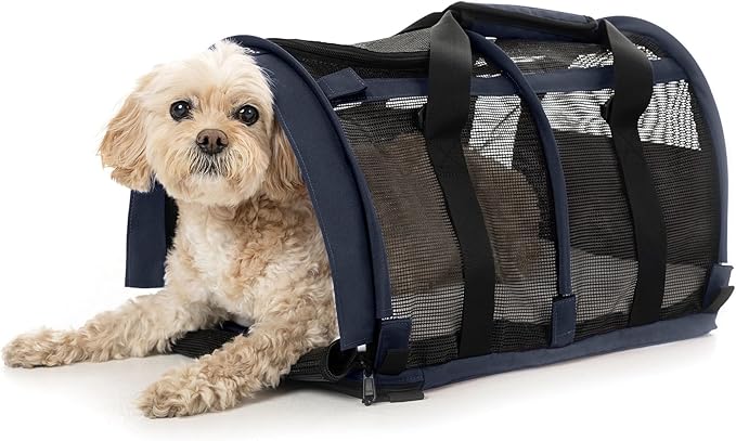 SturdiBag All Mesh Pet Carrier – Ventilated Design, Flexible and Compact for Travel | Large, Navy