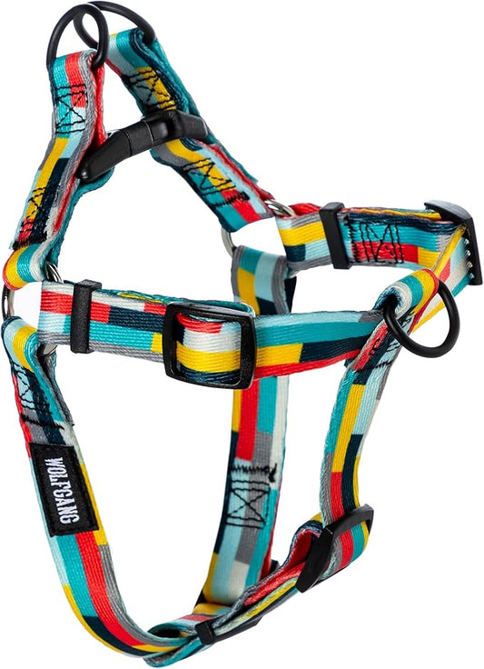 Wolfgang Heavy Duty Adjustable Dog Harness, Pull-Tested for Walking & Training, Mixtape Print, Large