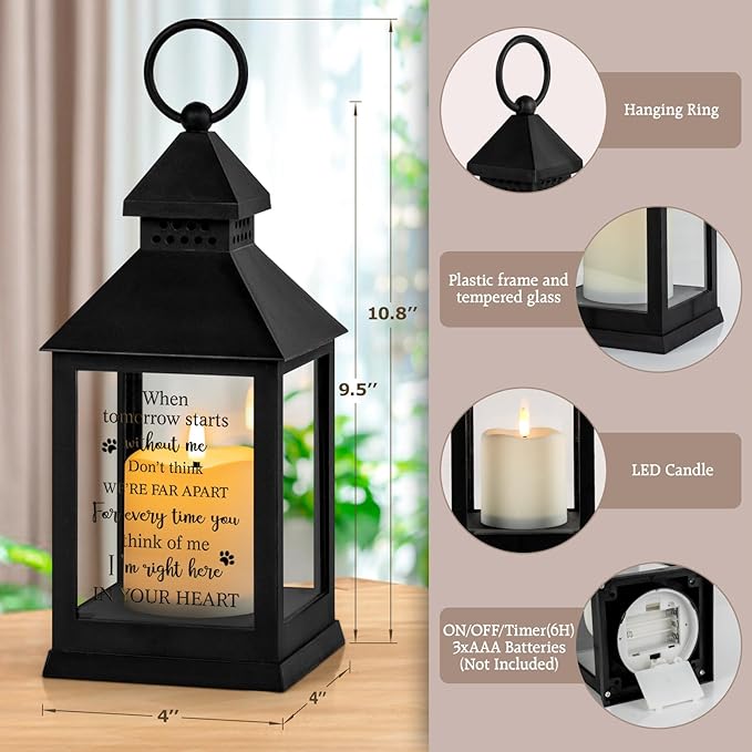 Pet Memorial Gifts for Loss of Dogs Cats Paw Print Left Memorial Lantern Sympathy Gifts Bereavement Gifts Dog Remembrance Gift in Memory of Dog Cat