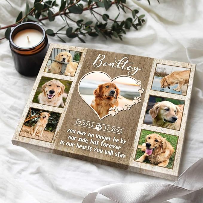 Benicee Shop Custom Pet Memorial Photo Collage Canvas, Gifts With Your Pet Picture, In Memory Of Pets, Dog Memorial Photo Collage Canvas, Dog Loss Gifts