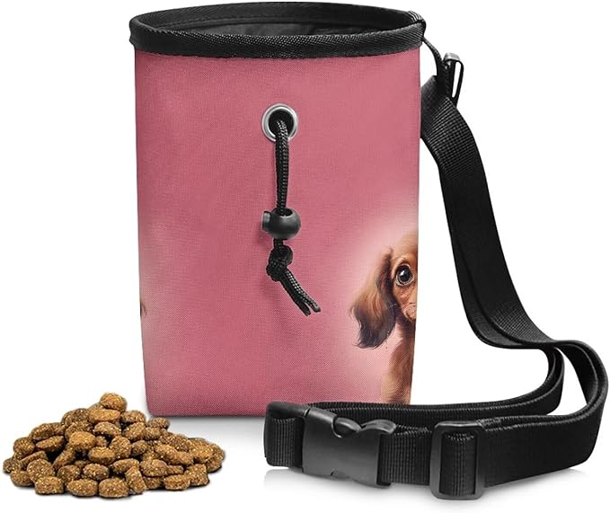 Dachshund Dog Treat Bag Animal Walking Snack Container, Puppy Dog Training Treat Bag Dog Food Dispenser Treat Snack Bags for Pet Puppy Travel or Outdoor Use