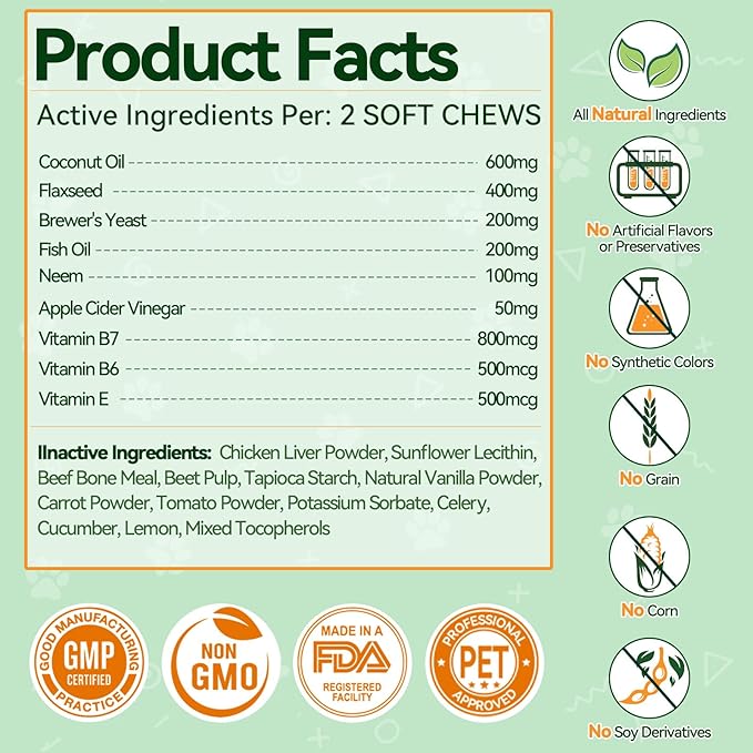 Dual Flea Chews Bundle for Dogs - 200 Each - Natural Flea & Tick Prevention with Skin & Coat Support + Daily Flea Chews for All Breeds - Chicken Flavor Combo